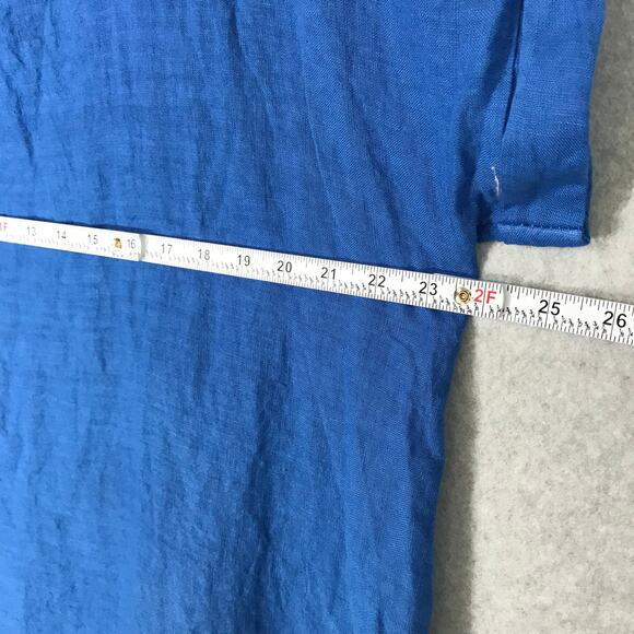 Saiph Lab Top Women 1X Blue Linen Cotton Blouse Shirt Oversize Lagenlook Texture - Picture 5 of 12